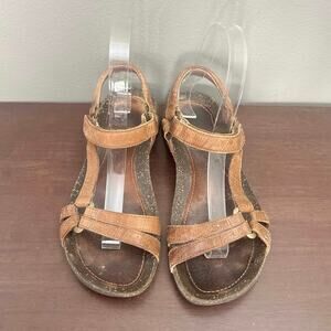 Teva 4254 Brown Tan Leather Traps Casual Women's Sandals Sz 6